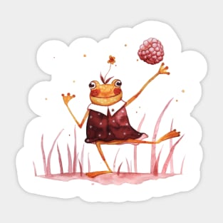 Happy frog with raspberry Sticker